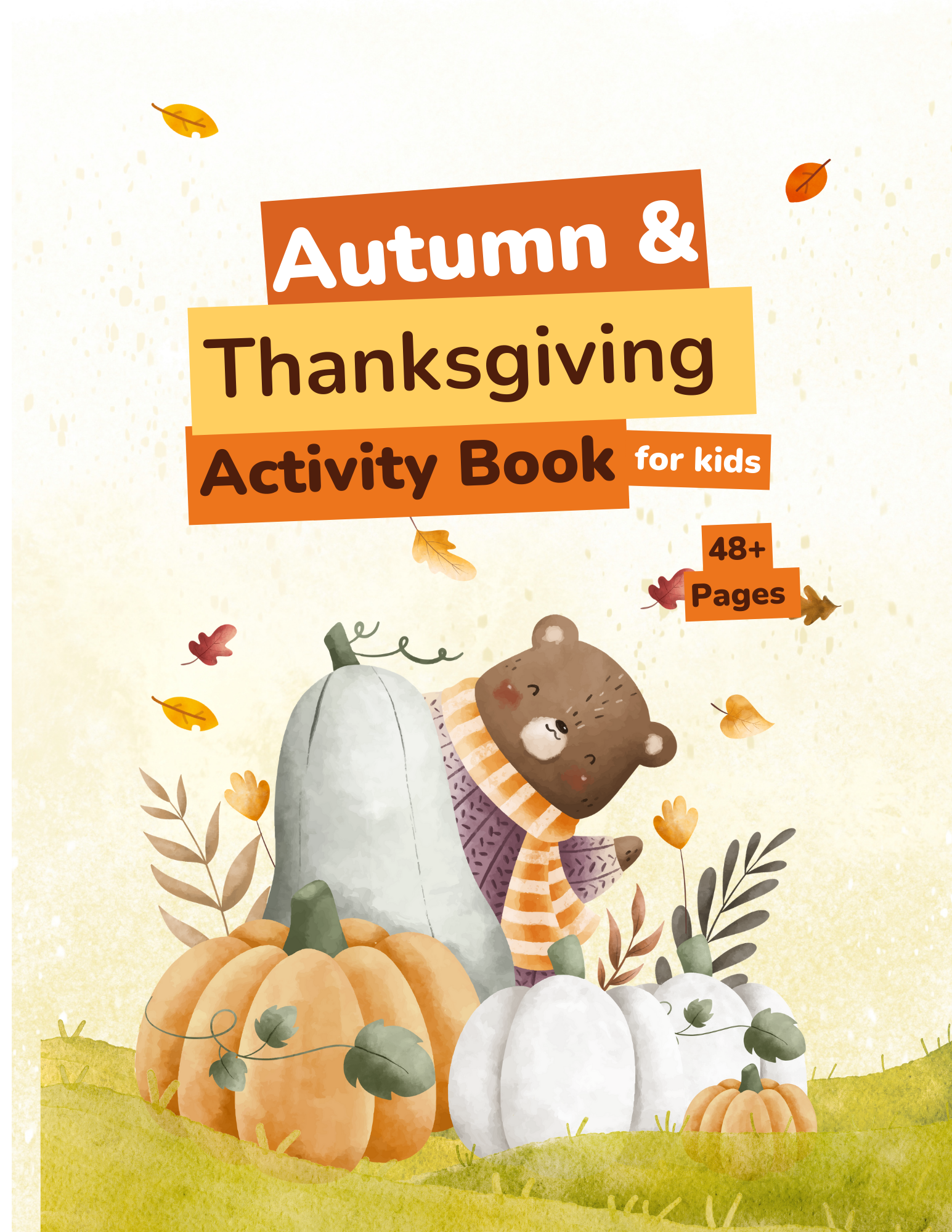 Black and White Illustrated Autumn Coloring Book 